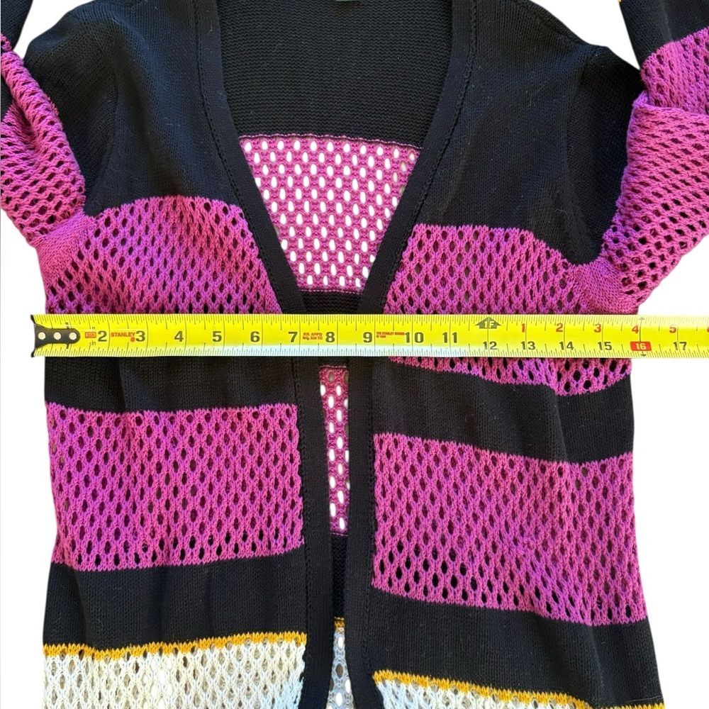 Boston Proper Crochet Knit Open Front Cardigan Sweater Duster Womans Small - Picture 8 of 9
